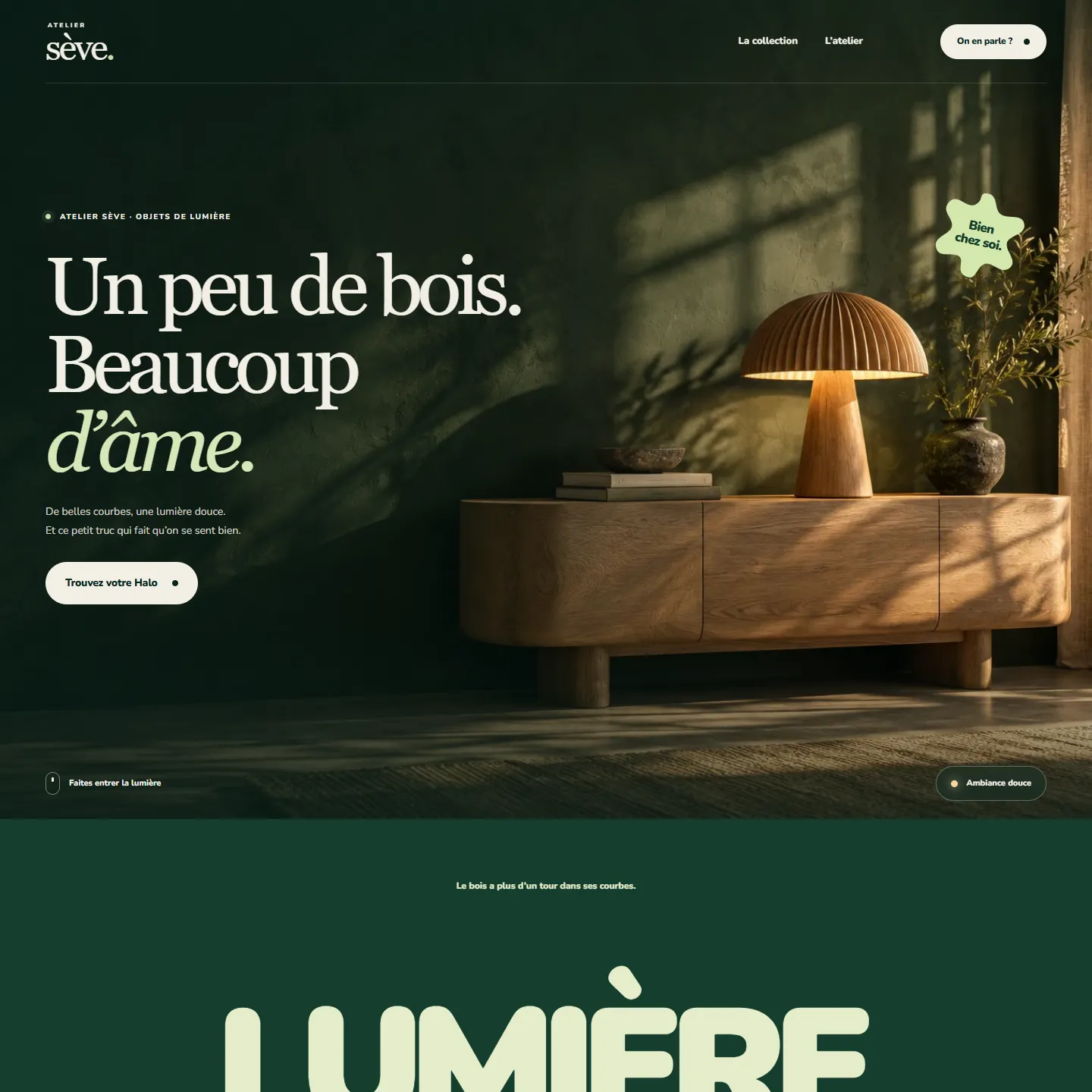 Aperçu du site Atelier Sève, démo artisan créée par Hees